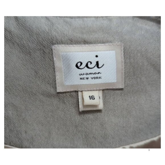 🔥 ECI Silk-Blend Metallic Tan Swing Jacket / Coat – Size 16 – EUC - Picture 4 of 5